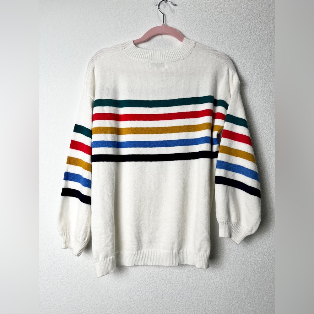 Nwot Solution White W/ Multi Colored Stripes Long… - image 5